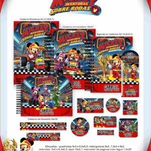 Combo Escolar Completo - Mickey Sobre Rodas