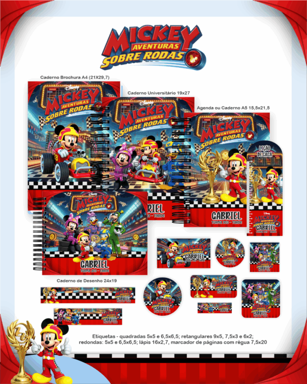 Combo Escolar Completo - Mickey Sobre Rodas - Imagem 1