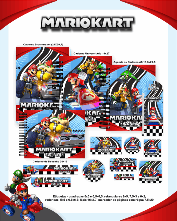 Combo Escolar Completo - Mario Kart - Imagem 1
