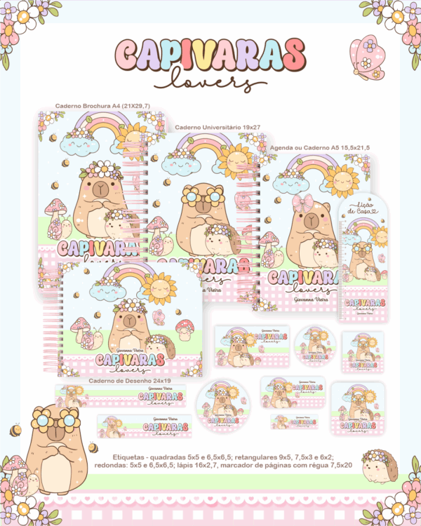 Combo Escolar Completo - Capivara Lovers - Imagem 1