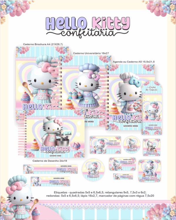 Combo Escolar Completo - Hello Kitty Confeitaria - Imagem 1