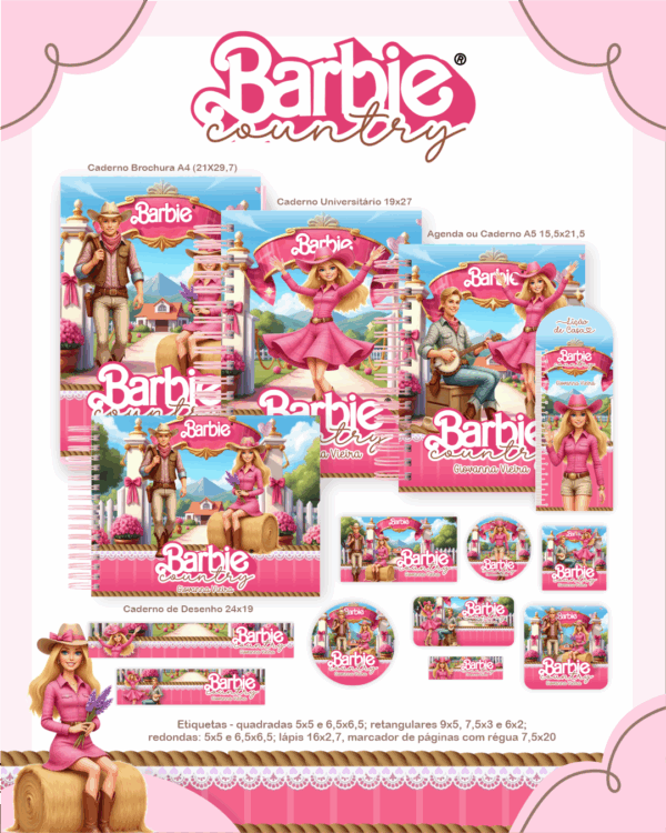 Combo Escolar Completo - Barbie Country - Imagem 1