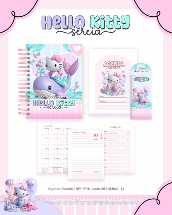 Combo Escolar Completo - Hello Kitty Sereia - Imagem 3