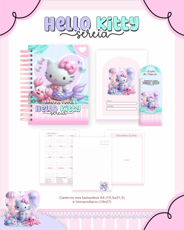 Combo Escolar Completo - Hello Kitty Sereia - Imagem 4
