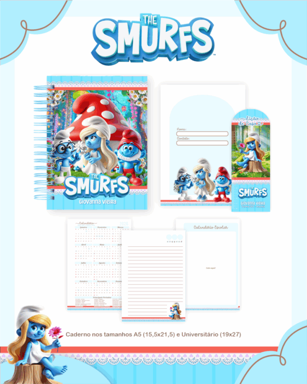 Combo Escolar Completo - Smurfs - Imagem 4