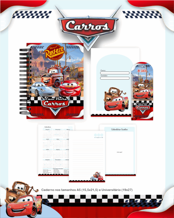 Combo Escolar Completo - Carros Disney - Imagem 4