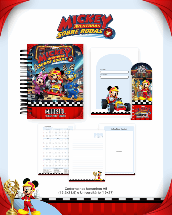 Combo Escolar Completo - Mickey Sobre Rodas - Imagem 4