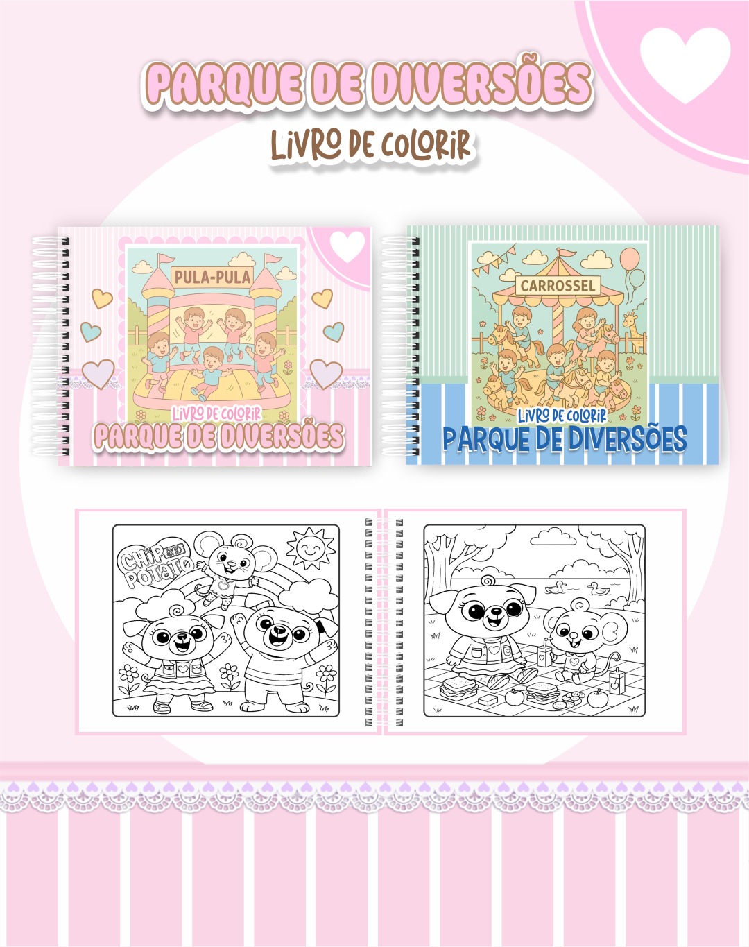 54 Livro de colorir tema Parque de Diversões - Imagem 1