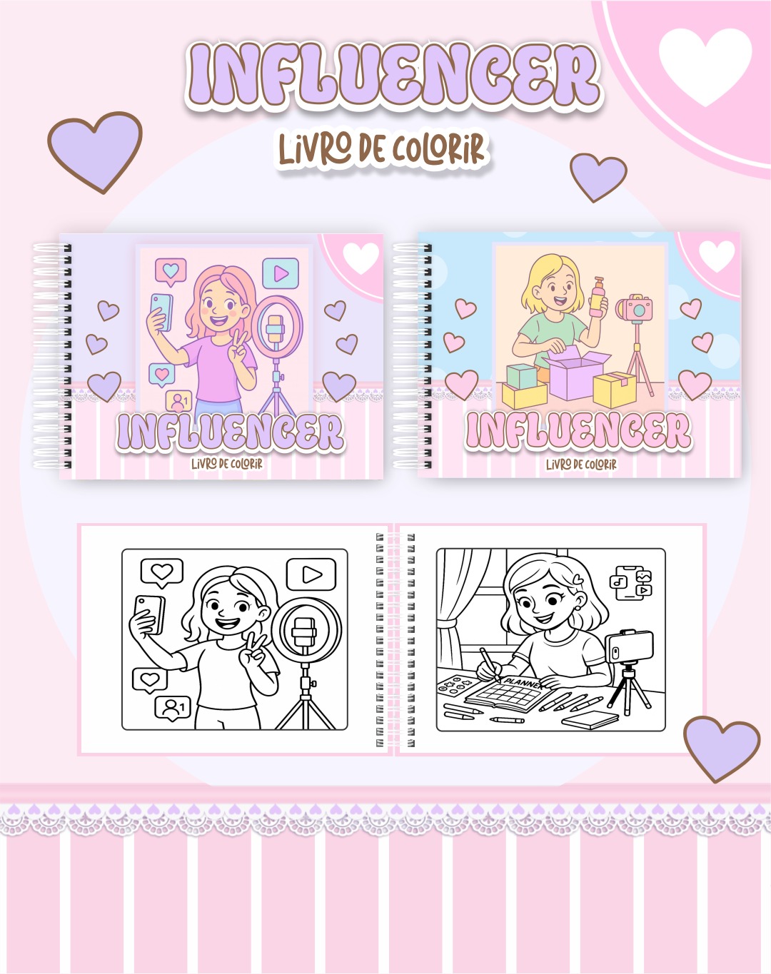55 Livro de colorir tema Influencer - Imagem 1