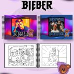 Livro de colorir tema Justin Bieber